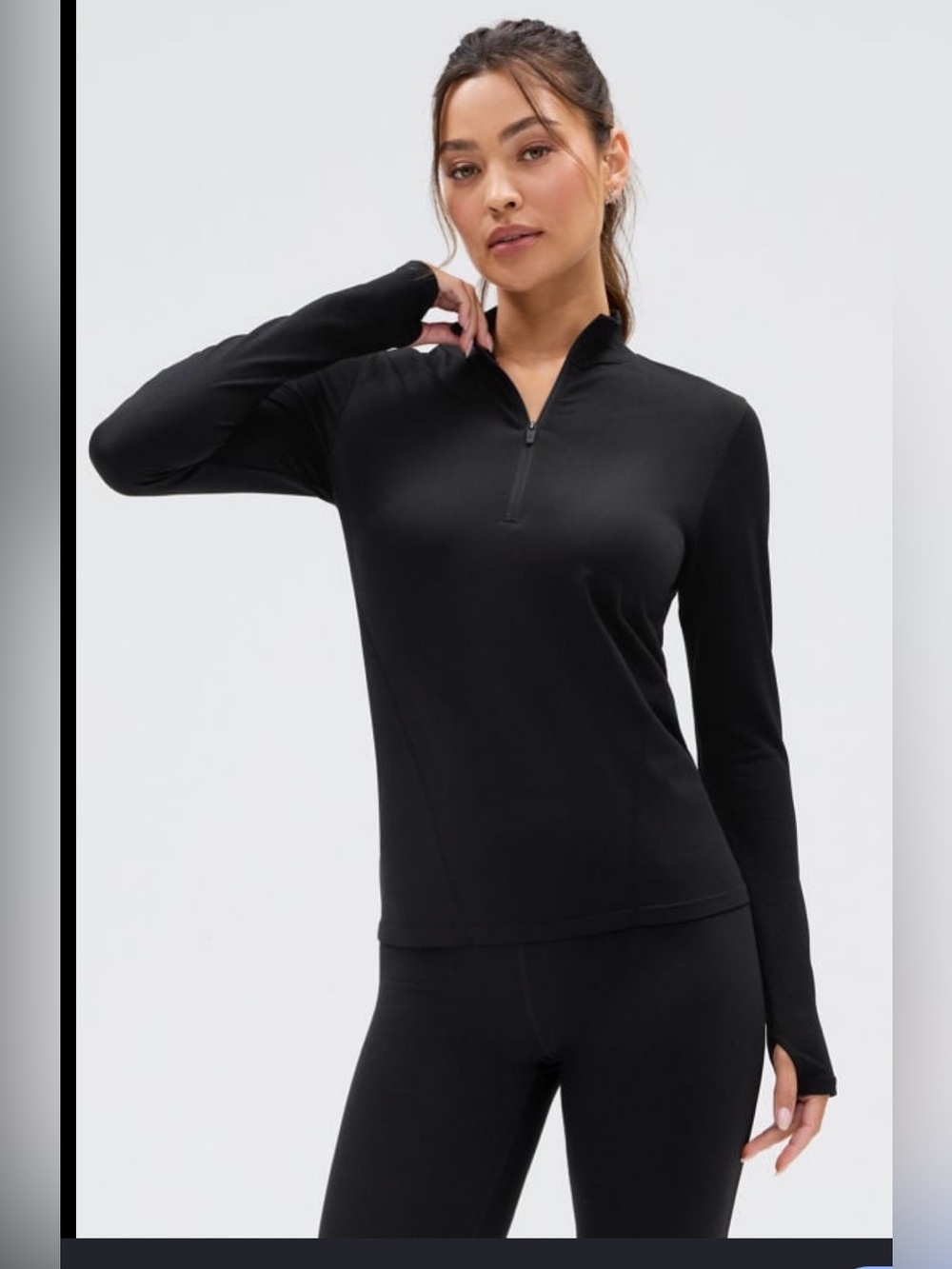 Fabletics Black Long-Sleeve Half-Zip Active Top